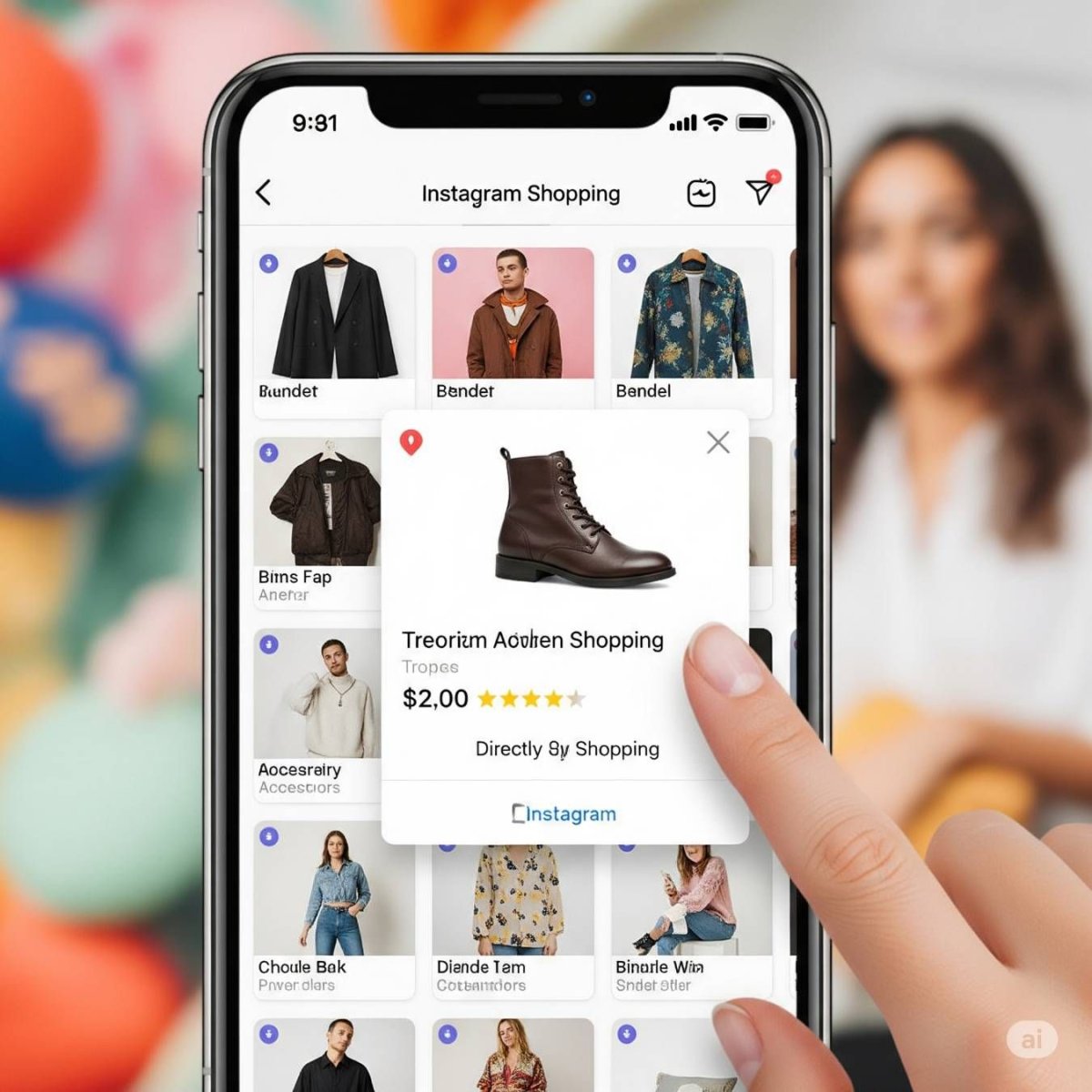 Interface Instagram Shopping sur mobile